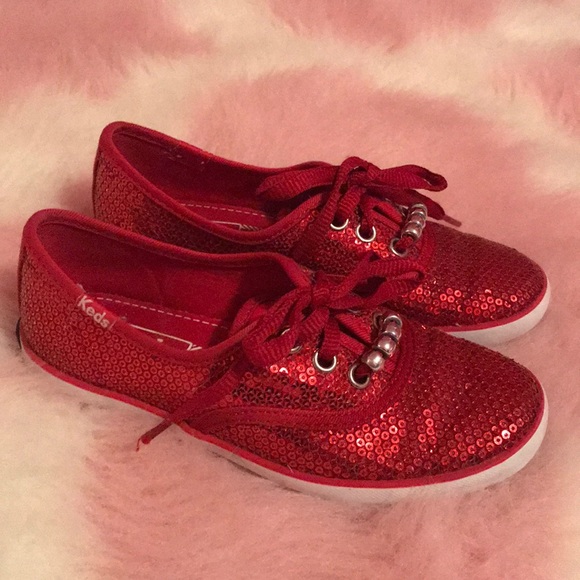 red sparkle keds